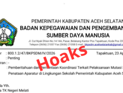 Viral Surat Mutasi Guru Aceh Selatan, BKPSDM Pastikan Hoaks