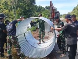 TNI Kebut Pembangunan Jembatan Aramco di Trumon, Konstruksi Titik III Desa Raket Mulai Dipasang