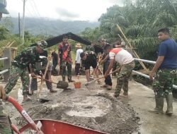 TNI dan Warga Gaspol Bangun Jembatan Aramco di Pasi Rasian, Progres Dikebut Tanpa Henti