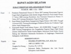 Bupati Aceh Selatan Tunjuk Dharma Syahputra sebagai Plt Kepala Dinas Kesehatan
