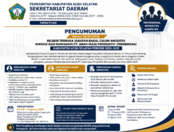 Pemkab Aceh Selatan Buka Seleksi Direksi dan Komisaris PT Arah Maju Produktif Perseroda 2026–2031