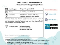 PLN ULP Tapaktuan Lakukan Pemadaman Listrik 9 Agustus 2026, Tiga Kecamatan di Aceh Selatan Terdampak